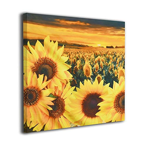 MARTOO ART Sunset Sunflower Painted Framed Oil Paintings Printed On Canvas Wall Pictures Modern Artwork Hanging for Living Room