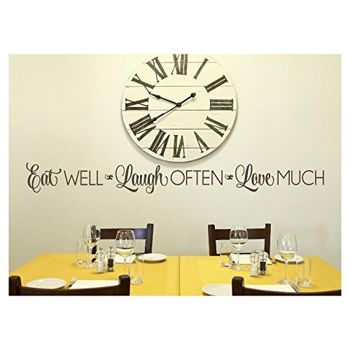 Eat Well Laugh Often Love Much Vinyl Lettering Wall Decal Stickerr 6H x 57L Metallic Bronze