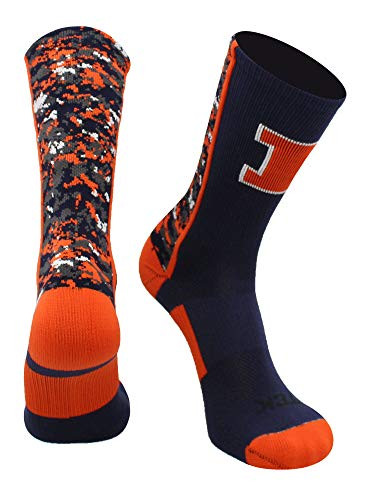 TCK University of Illinois Fighting Illini Digital Camo Crew Socks NavyOrangeWhite Small