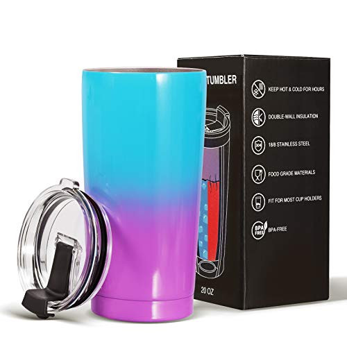 20oz Stainless Steel Tumbler with Lid Double Wall Vacuum Insulated Tumbler Splash-proof Travel Coffee Mug Insulated Coffee Mug with Lid Sweat Free Travel Mugs Coffee Cup for OutdoorsOfficeHome