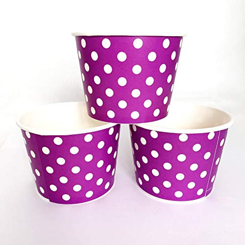Worlds Paper Ice Cream Cups Polka Dot Paper Yogurt Cups 12OZ Purple 50 pack