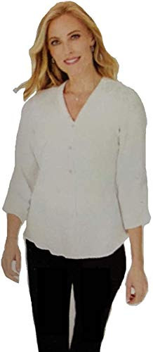 Foxcroft Button Closure Gauze Blouse for Women White M