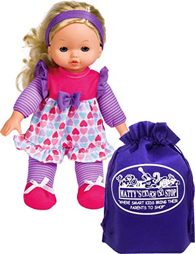 My Sweet Baby 12 Soft Baby Doll Blonde Hair Gift Set Bundle with Mattys Toy Stop Storage Bag Styles are Assorted   May Vary