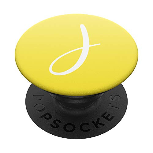 Yellow and White Letter J Pastel Ombre Initial Monogram J PopSockets PopGrip Swappable Grip for Phones   Tablets