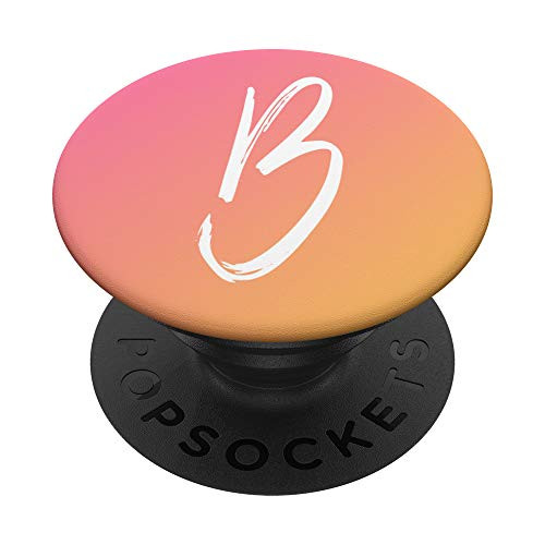 Pink Orange Yellow Ombre Letter B Monogram Initial B PopSockets Grip and Stand for Phones and Tablets