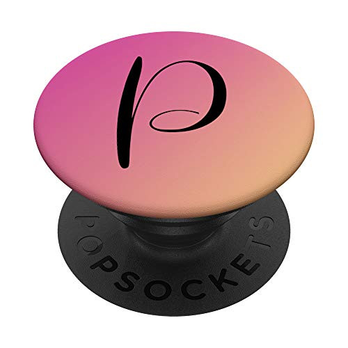 Letter P Pink Orange Pastel Sunset Ombre Gradient Initial P PopSockets Grip and Stand for Phones and Tablets