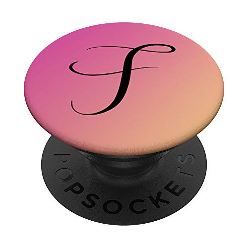 Letter F Pink Orange Pastel Sunset Ombre Gradient Initial F PopSockets Grip and Stand for Phones and Tablets