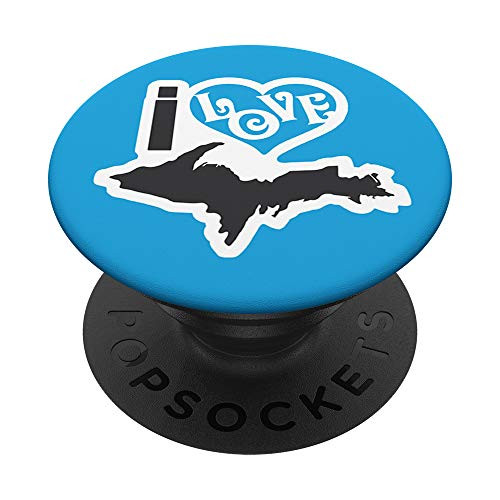 I Love The U_P_ Upper Peninsula Michigan Yooper PopSockets Grip and Stand for Phones and Tablets