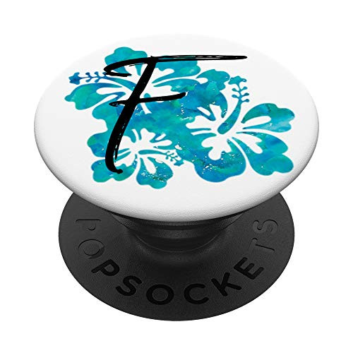 Letter F Hibiscus Hawaiian Flower Hawaii Monogram F Initial PopSockets PopGrip Swappable Grip for Phones   Tablets