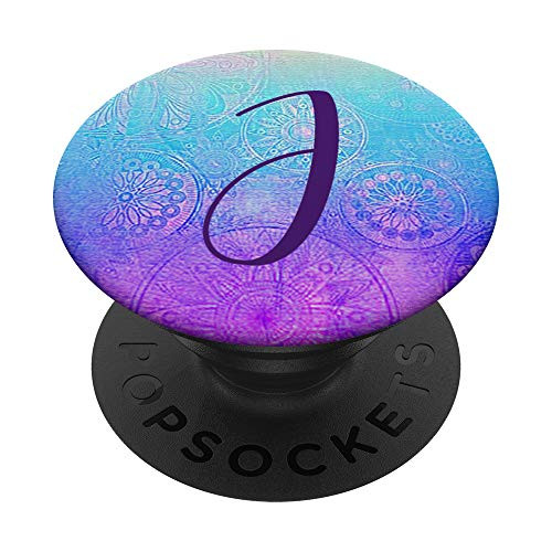 Mandala Letter J Blue Purple Teal Monogram Initial J - Girls PopSockets Grip and Stand for Phones and Tablets