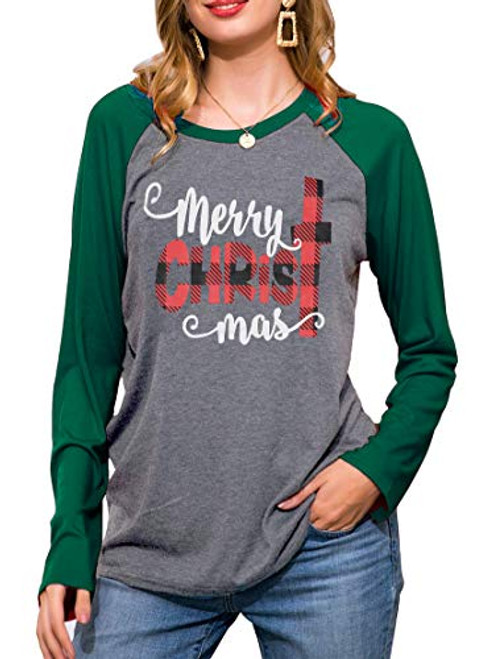 Merry Christmas T Shirt Women Xmas Plaid Letter Print Baseball Tops Tees Casual Long Sleeve Holiday Shirts Tops Small Green Merry Christmas T Shirt Women Xmas Plaid Letter Print Baseball Tops Tees Casual Long Sleeve Holiday Shirts Tops Small Green