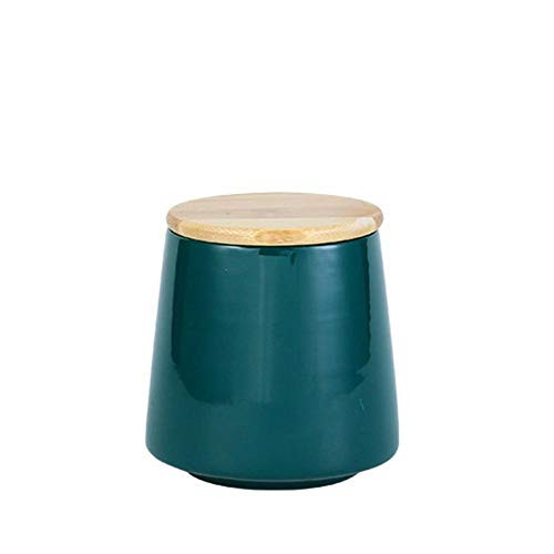 Ceramic Canister Green Kitchen Canisters with Airtight Seal Bamboo Lid Food Storage Jar for Tea Coffee Bean Spice Sugar Flour 500ml 16_90oz