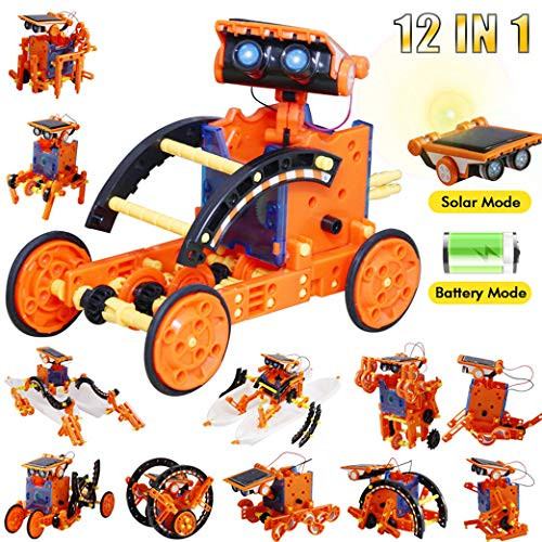 Yeelan Solar Robot Toys 12-in-1 Educational Building Toys DIY Learning Science Experiment Kit 190 Pieces STEM Coding Robots Engineering Set Powered by The Sun for Kids Boys   Girls Gifts