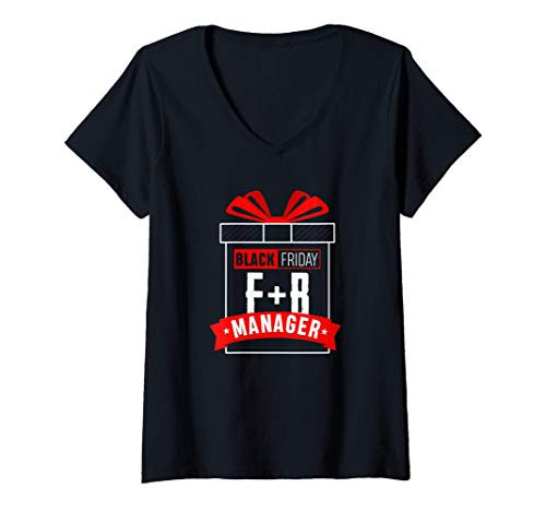Womens Black Friday Shopping Team FB Manager Matching Couples V-Neck T-Shirt