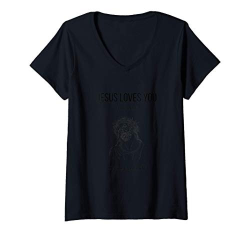Womens Jesus Loves You But I Dont Go F Yourself V-Neck T-Shirt