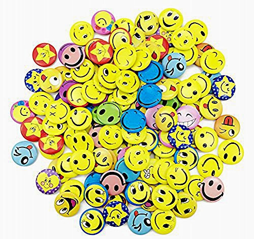 BeautyMood Mini Metal Smiley Smile Face Button Pins?1.2 Inch Size - 60 Pack