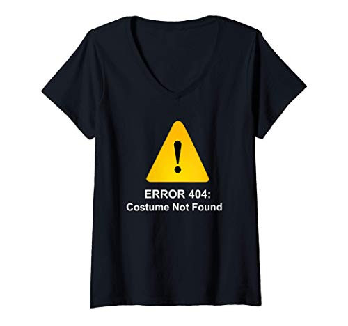 Womens Error 404 Costume Not Found Halloween Computer Tech Geek V-Neck T-Shirt