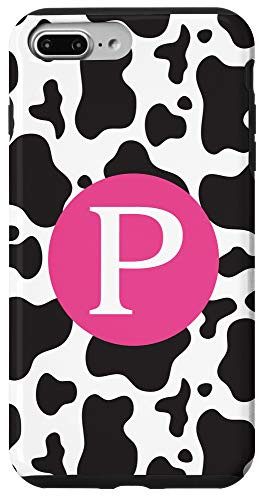 iPhone 7 Plus8 Plus Cute Letter P Initial Monogram Name Cow Print Pattern Gift Case
