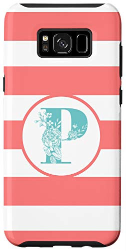 Galaxy S8 Letter P Initial Monogram Pink And White Stripes Phone Case