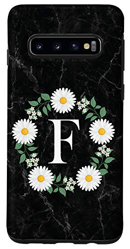 Galaxy S10 Initial Letter F Monogram Daisy Flower Personalized Gifts Case