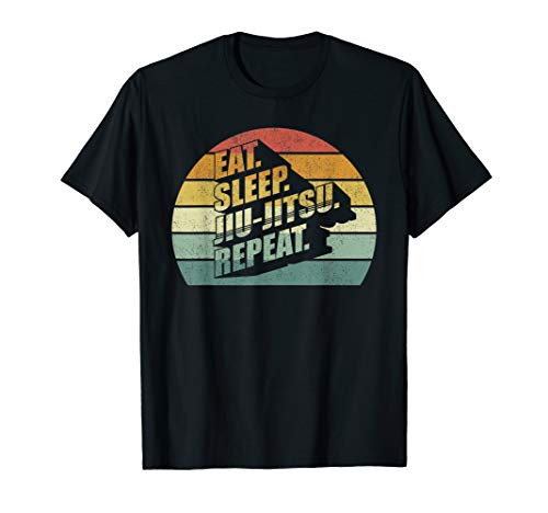 Vintage Retro Eat Sleep Jiu-Jitsu Repeat Brazilian Jiu Jitsu T-Shirt