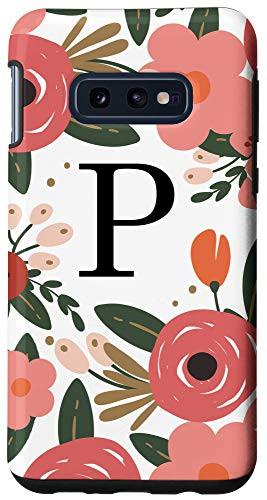 Galaxy S10e Letter P Cute Modern Florals in Pink Coral Red White AAN002p Case