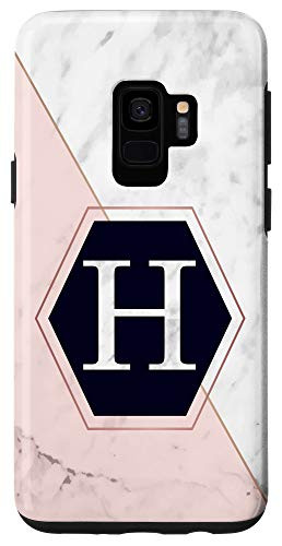 Galaxy S9 Modern Letter H Monogram Rose Pink   Grey White AAN009h Case