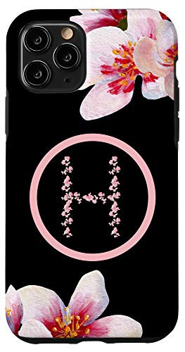 iPhone 11 Pro Cherry Blossoms Personalized Name Initial H Letter H Gift Case