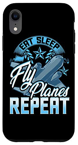 iPhone XR Funny Eat Sleep Fly Planes Repeat Airplane Pilot Case