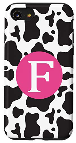 iPhone SE 2020  7  8 Cute Letter F Initial Monogram Name Cow Print Pattern Gift Case