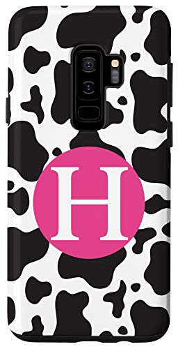 Galaxy S9 Cute Letter H Initial Monogram Name Cow Print Pattern Gift Case