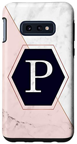 Galaxy S10e Modern Letter P Monogram Rose Pink   Grey White AAN009p Case