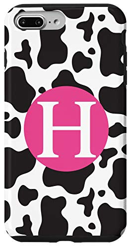 iPhone 7 Plus8 Plus Cute Letter H Initial Monogram Name Cow Print Pattern Gift Case