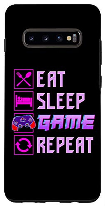 Galaxy S10 Funny Eat Sleep Game Repeat Anime Gamer Gaming Case