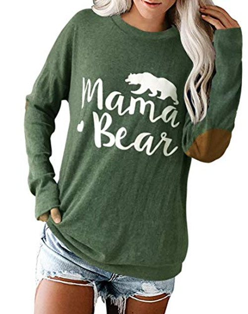 Sweatshirts for Women Long Sleeve mama bear Pullover Tshirt Casual Loose Blouse Tops GreenM Sweatshirts for Women Long Sleeve mama bear Pullover Tshirt Casual Loose Blouse Tops GreenM
