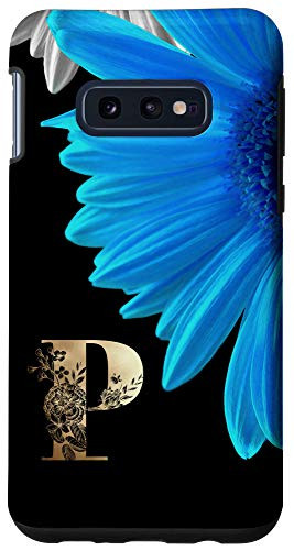 Galaxy S10e Initial P Monogram Blue Daisy Flower Phone Case