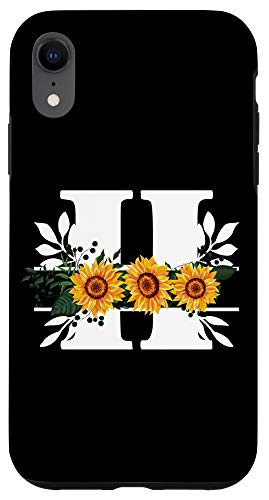 iPhone XR Letter H Sunflower  initial H Sunflower Gifts for girls Case