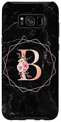 Galaxy S8 Initial Letter B Monogram Rose Pink Flower Personalized Gift Case