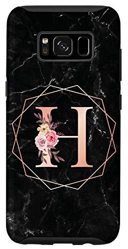 Galaxy S8 Initial Letter H Monogram Rose Pink Flower Personalized Gift Case