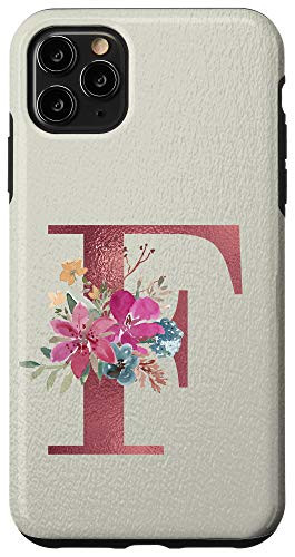iPhone 11 Pro Max Initial F Monogram Illustrated Floral Watercolor Art Phone Case