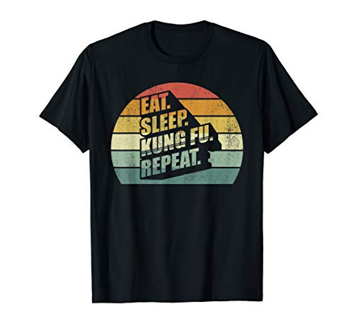 Vintage Retro Eat Sleep Kung Fu Repeat Martial Arts Kung Fu T-Shirt