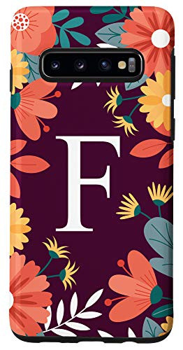 Galaxy S10 Initial Letter F Monogram Floral Flower Personalized Gifts Case