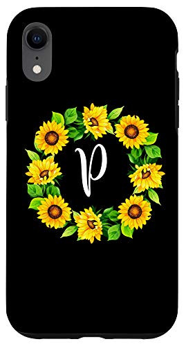 iPhone XR Letter P Sunflower  initial P Sunflower Gifts for girls Case