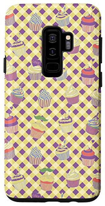 Galaxy S9 Cupcake Pattern Yellow Checkered Board Background Art Case