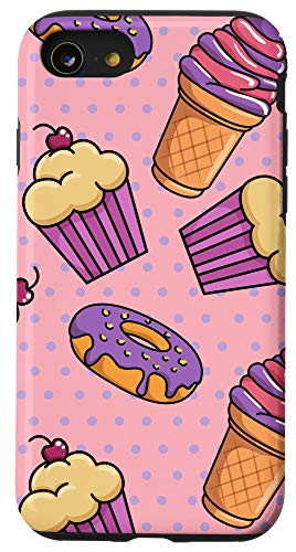 iPhone SE 2020  7  8 Cupcake Ice Cream Donut Pattern Phone Cover Case