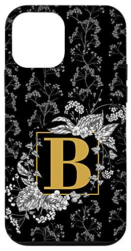 iPhone 12 mini Letter B Initial Monogram Illustrated Floral Pattern Phone Case