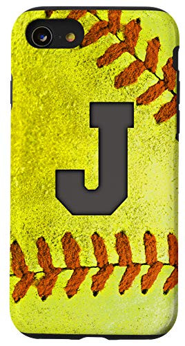 iPhone SE 2020  7  8 Softball Phone Case with letter J Softball Player Name Gift Case