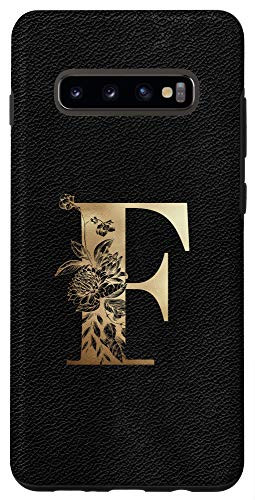 Galaxy S10 Initial F Monogram Vintage Floral Stencil Phone Case