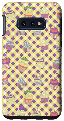 Galaxy S10e Cupcake Pattern Yellow Checkered Board Background Art Case