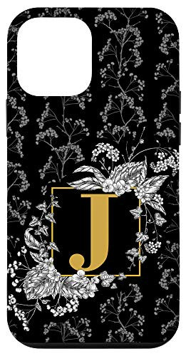 iPhone 12 mini Letter J Initial Monogram Illustrated Floral Pattern Phone Case
